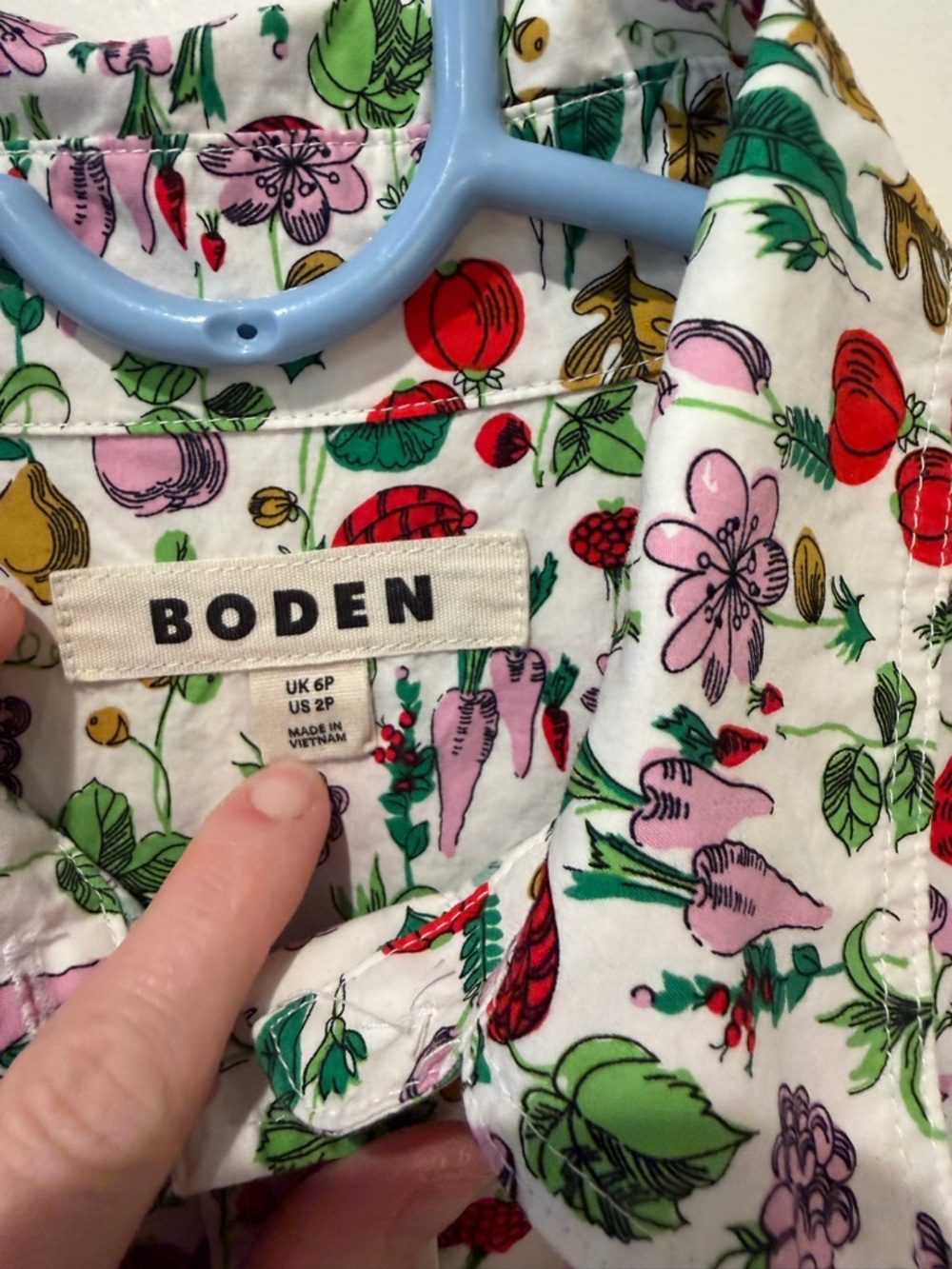 Boden Fruit Floral Print Button Down Shirt Petite US 2 UK 6P Cotton - Picture 4 of 4